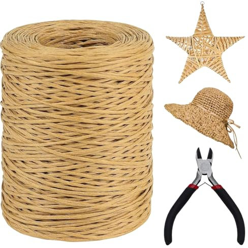 XHYASD 200 m di filo di carta naturale per filo di ferro, 2 mm, per fai da te, cordoncino di carta con tagliafili, filo di ferro per floristica, bouquet da sposa, confezione floreale (marrone chiaro)