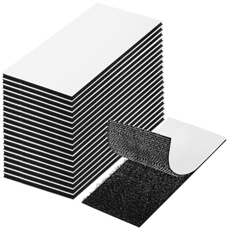 Admygo 20 Pezzi Adesivo Forte, 5 x 10 cm, Biadesivo, Riutilizzabile, Nastro Adesivo Forte Con Chiusura A Strappo, Nero, Industriale
