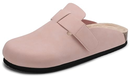 Mules et Sabots Femme Chaussons Cuir Fermé Sandales Confortable Pantoufles pour Intérieur et Extérieur EU36-41