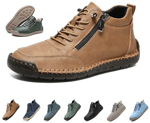 Scarpe ortopediche da donna in pelle fatte a mano, comode, alla moda, leggere, antiscivolo, con cerniera laterale, scarpe da passeggio per attività all'aperto casual
