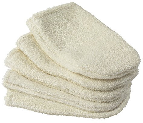 TURBANEO- TU0030 Lot de 5 Petits Gants à Demaquiller Ecru Coton Bio Ecru 0,5 x 15,5 cm