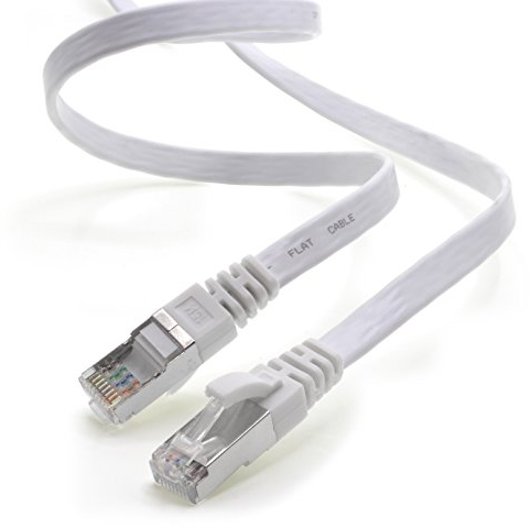 1aTTack.de 5m - weiß - 1 Stück CAT.7 Gigabit Ethernet LAN Flachband Flachbandkabel (RJ45) Netzwerkkabel Rohkabel (10Gbit/s) Verlegekabel Flach Slim kompatibel zu Cat.5 - Cat.5e - Cat.6