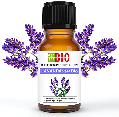 Lavanda vera Officinalis Bio Olio essenziale 100% Puro 10 ml - Uso interno Terapeutico Alimentare Diffusori Aromaterapia Cosmetica Cucina - Laborbio