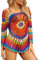 Bsubseach Rainbow Knitted Crochet Beach Cover Up Shirt Tunic Top Women Long Sleeve Hollow Out Bikini Swimwear Bathing Suit Cover Ups