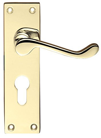 Project Victorian Scroll Door Handles - Euro Profile Lockset - Electroplated Brass