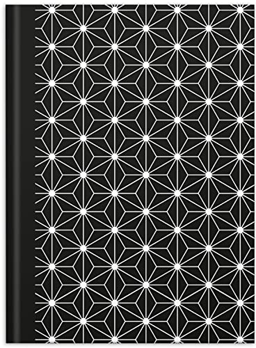 RNKVERLAG 46747 - Notizbuch „black & white Stars“ in DIN A5 dotted, mit 96 Blatt 70 g/m², 1 Stück