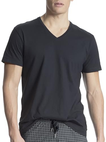 CALIDA Remix Basic Sleep T-Shirt Herren, V-Ausschnitt, aus 100% Baumwolle