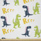 ABAKUHAUS Dinosaurier Microfaser Stoff als Meterware, Glücklicher Karikatur Dino, Deko Basteln Polsterstoff Textilien, 2M (230x200cm), Mehrfarbig