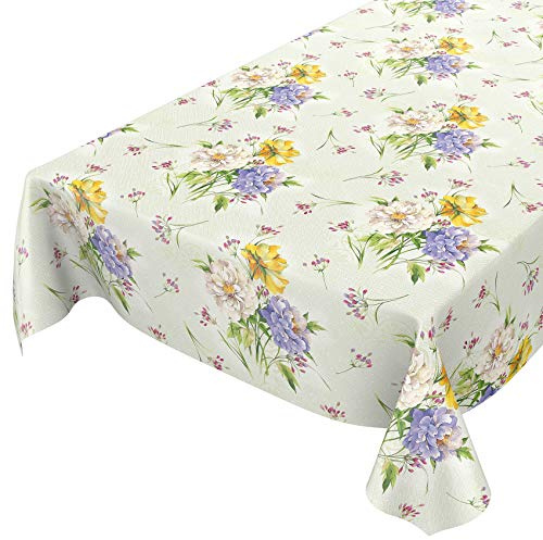 ANRO Wachstuchtischdecke abwaschbar Garten Tischdecke Wachstuch Rund Oval Eckig Indoor Outdoor Blumen Muster Wachstischdecke wasserabweisend Gartentischdecke Meterware pflegeleicht 160x140cm