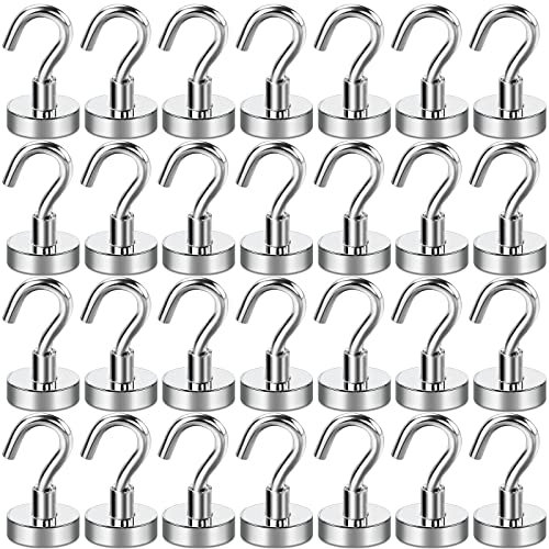 E BAVITE Magnetic Hooks for Cruise, Grill, Towel, Indoor Hanging, Home, Kitchen, Workplace, Mikede Office and Garage - 28 Pack