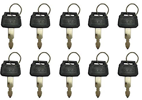 BODYART 10 pièces clés d'allumage de Remplacement clés de démarrage pour Cas Kawasaki Kobelco K250 chargeuses sur pneus d'excavatrice