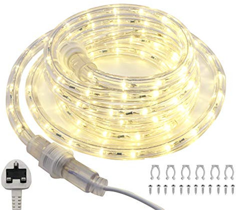 FOEERS LED Rope Lights,10FT Tube Light Plug in,Outdoor Rope Lights Waterproof for Bedroom Kitchen Deck Camping Christmas Decoration(Warm White,2800K-3000K)
