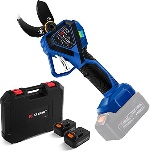 K KLEZHI 32mm Akku Astschere Schnurlose Elektrische Gartenschere mit LED, DLC-Beschichtung Klinge, 2x 2Ah Lithium-Wiederaufladbar Akku, 21V Rebschere Baumschere, 6–8 Arbeitsstunden