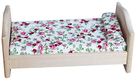 Artibetter 1: 12 Puppenhaus Bett Holz Puppe Bett Puppenhaus Möbel Mini Bett Modell Bett Miniatur für Kinder DIY Puppenhaus Schlafzimmer Möbel