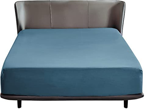 Bedsure Spannbettlaken 180x200cm Boxspringbett Topper - Polyester Mikrofasermaterial Bettlaken 180x200 cm für Matratzenhöhe bis 30 cm, Weiches Spannbetttuch Leintuch, Hellblau