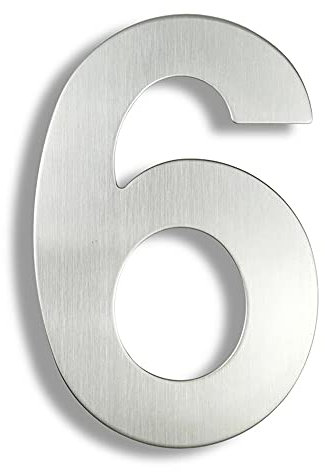 HASWARE Numero civico moderno in acciaio inossidabile spazzolato Elegante porta alfabeto placca Street Home Decor (6, 8 pollici argento)