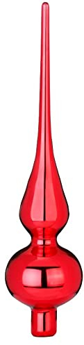Inge Glas Christbaumspitze 26cm | Weihnachtsbaumspitze aus Glas | Hochwertige Spitze für den Weihnachtsbaum Weihnachten (Rot Glanz | Ochsenblut & Frozen Strawberry)