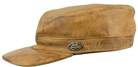 Black Jungle Castro Army Cap Leder Cap Military Cap Biker Kappe, One-Size (Sand, Einheitsgröße)