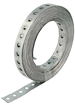 tecuro Lochband 17 mm x 10 m Rolle, Materialstärke 0,6 mm, Lochmaß Ø 7 mm - Stahl verzinkt - LBVZ17