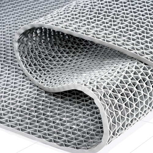 Nisorpa Alfombrilla de drenaje de PVC, 300 x 90 cm, alfombrilla antideslizante de 5,5 mm de grosor, alfombrilla para baño, malla en forma de S, alfombrilla de ducha perforada para piscina, ducha