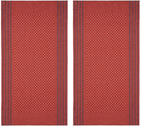 Lot de 2 torchons de cuisine de qualité supérieure - 50 x 100 cm - Motif à carreaux - Différents designs - Torchons de cuisine, torchons secs, torchons de vaisselle 51 % lin et 49 % coton (gris)