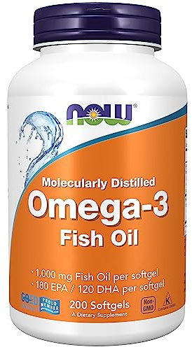 Now Foods, Molecularly Distilled Omega-3 (molekular-destilliertes Omega-3), mit EPA und DHA, Hochdosiert, 200 Weichkapseln, Laborgeprüft, Sojafrei, Glutenfrei, Ohne Gentechnik