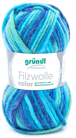 Filzwolle color Gründl,50g/50m,100% Schurwolle,waschfilzen,Waschmaschine,Filzhausschuhe (38 Pool)