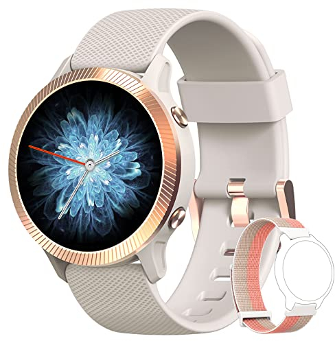 Blackview Montre Connectée Femme, Smartwatch R8 avec Oxymètre de Pouls (SpO2) Moniteur de Fréquence Cardiaque Dormir, Visage d'horloge Bricolage Tracker d'Activité pour Android iOS (2 Sangles)