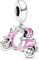 LaMenars Pink Scooter Dangle Charm für-Armbänder, 925er Sterlingsilber-Perlen-Charms mit kubischem Happy Birthday, Jahrestag, Schmuck, Geschenken für Frauen, Mädchen, Ehefrau