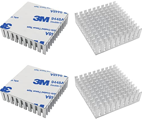 CTRICALVER 4 PCS Dissipateur de Chaleur 40mm x 40mm x 11mm, Dissipateurs Thermiques en Aluminium avec 3M ruban adhésif (argent)