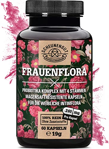 FRAUENFLORA® Milchsäurebakterien -WICHTIG: 200Mrd. KBE/g Lactobacillus Probiotika mit rhamnosus, crispatus, acidophilus -Magensaftresistent- Scheidenflora aufbauen -DE- SCHEUNENGUT®