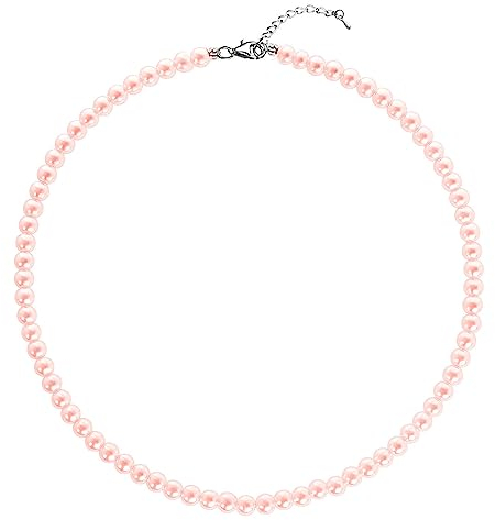 Aleasha Collana di perle 4 mm-8 mm bianco rosa nero perla corta collana donna uomo perla di vetro gioielli matrimonio, 4mm, Perla, Perla sintetica
