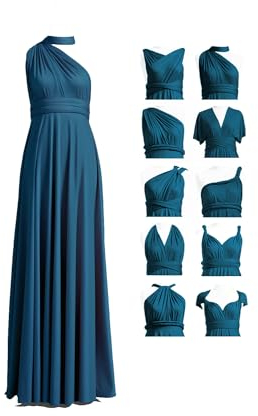 72styles Infinity-Kleid mit Haarband, Brautjungfernkleid für Damen, umwandelbar, lang, große Größe, mehrfarbiges Kleid, Abend, Hochzeit, Blaugrün, One size