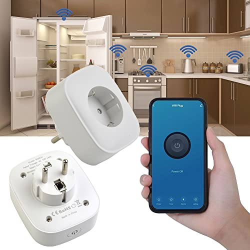 2x WLAN Steckdose mit Stromverbrauch Messen, Einspeisezähler Steckdose Solar, Mini Smart Steckdose mit Sprachsteuerung und Zeitschaltuhr, Funktioniert mit Alexa, Google Home, Tuya Smart Life Steuerung