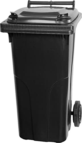 PROREGAL 2-Rad-Mülltonne MGB | HDPE-Kunststoff | HxBxT 94,5x48x54cm | Fassungsvermögen 120 Liter | Grau/Schwarz | Mülltonne, Müllgroßbehälter, Mülleimer, Abfalltonne, Müllbehälter, Universaltonne