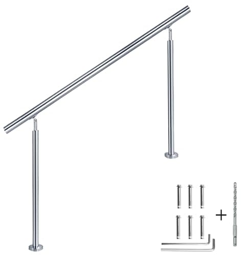 CAVATINY Barandilla de acero inoxidable para escaleras, balcones, con sin travesaños, para interior y exterior, pasamanos para escaleras, de acero inoxidable, para balcón (160 cm, sin travesías)