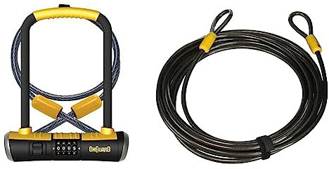 OnGuard Bulldog Combo DT-8012C Bike Lock, Combo Bike Locks, High Security & Reliable, Bicycle Lock & Akita-8043 Looped Cable - Black, 22.0 x 1.0 cm