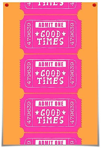 JCFOAS Trendy Good Times Ticket, trendiges Retro-Leinwandkunst, College-Wohnungsdekoration, ästhetisches Poster, Vintage-Wandkunst, Bar-Wagen, Druck, Gemälde, maximalistisch, flippige Dekoration,
