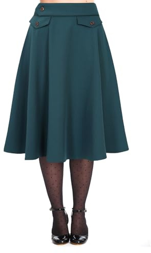 Banned Damen Tellerrock »Book Club« 50s Vintage Swing Skirt Teal