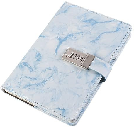 Marble Diary with Lock, Diary Journal with Locks Girls and Women Secret Diaries Marble Notebooks Travel Journals for Students Offices Home(Blue)