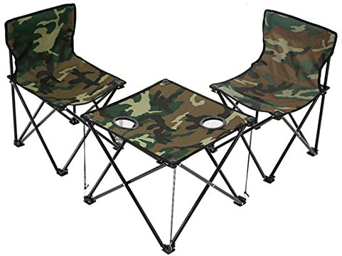 Alvinlite Klappbarer Campingstuhl Im 3er-Set, Faltbarer Schwarzer Campingstuhl-Tisch, Klappstühle Für Draußen, Ortsfester Campingtisch Für Erwachsene Beim Wandern, Angeln, Picknick