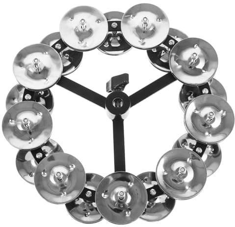 Toyvian Tambourin Accessoire Percussion pour Batterie Argenté Double Rangée en Alliage D'aluminium et Abs Améliorant le Rythme Lors de Performances Musicales