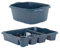 (Set of 2) Rectangular Washing Up Bowl and Large Dish Drainer Rack Plate Holder Kitchen Organiser (Plastic, Navy Blue)