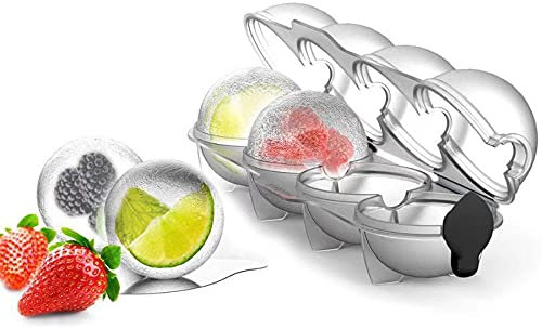 4 Loch-Eishockey 4-Loch-Eisbox FaJoek 4 Loch Eiswürfelform, Ice Ball Mould, 4 Eiskugelmacher, Runde EiswüRfelform Ice Cube Moulds,Eiskugel Form FüR Whisky,Cocktails,Saft,Schokolade (Ball)