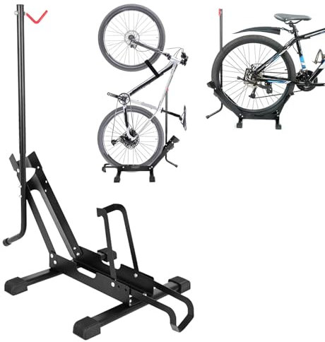 Soporte Bicicleta, 2 en 1 Independiente Soporte Bicicleta Suelo, Soporte Bici, Soporte Portátil para Guardar Bicicletas en Interior, Ideal para Tu Garaje, Casa o Tienda de Bicicletas, Negro