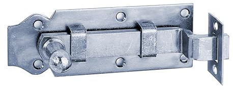 Alberts 823399 Türriegel | gekröpft, mit Knopfgriff und befestigter Schlaufe | galvanisch blau verzinkt | Platte 100 x 44 mm|10er Set
