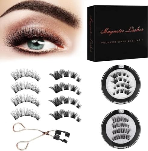 4 Pairs Magnetic Eyelashes - No Glue, Reusable & Waterproof - Easy to Wear for Daily Use