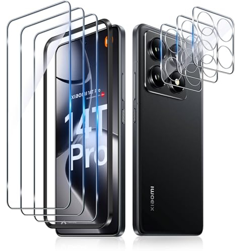 Aerku Protector de Pantalla para Xiaomi 14T Pro 5G con Protector Cámara | 3x Cristal Templado & 3x Protector de Lente de Cámara, 9H Anti-Rayones, 0,33mm Ultrafino, HD 99,9%, Instalación Sin Burbujas