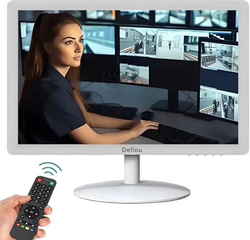 Eoulyee 24 Pulgadas Pantalla de monitoreo CCTV Blanca Monitor de cámara de Seguridad Interfaz multifunción HDMI, AV, BNC, VGA, USB, Entrada de PC Monitores LCD de computadora 1920x1080 Full HD