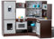 VEVOR Kinderküchen 24-teilig, Spielküche mit Lichtern und Geräuschen, Kleinkinderküche mit Eismaschine, Ofen, Spüle, Uhr, Mikrowellen, Kühlschrank und Zubehör, für Kleinkinder, Vorschulkinder, braun